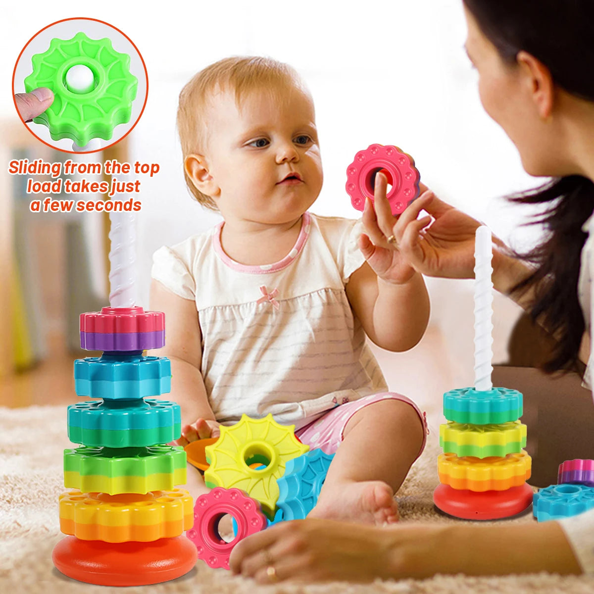 Rotating rainbow tower