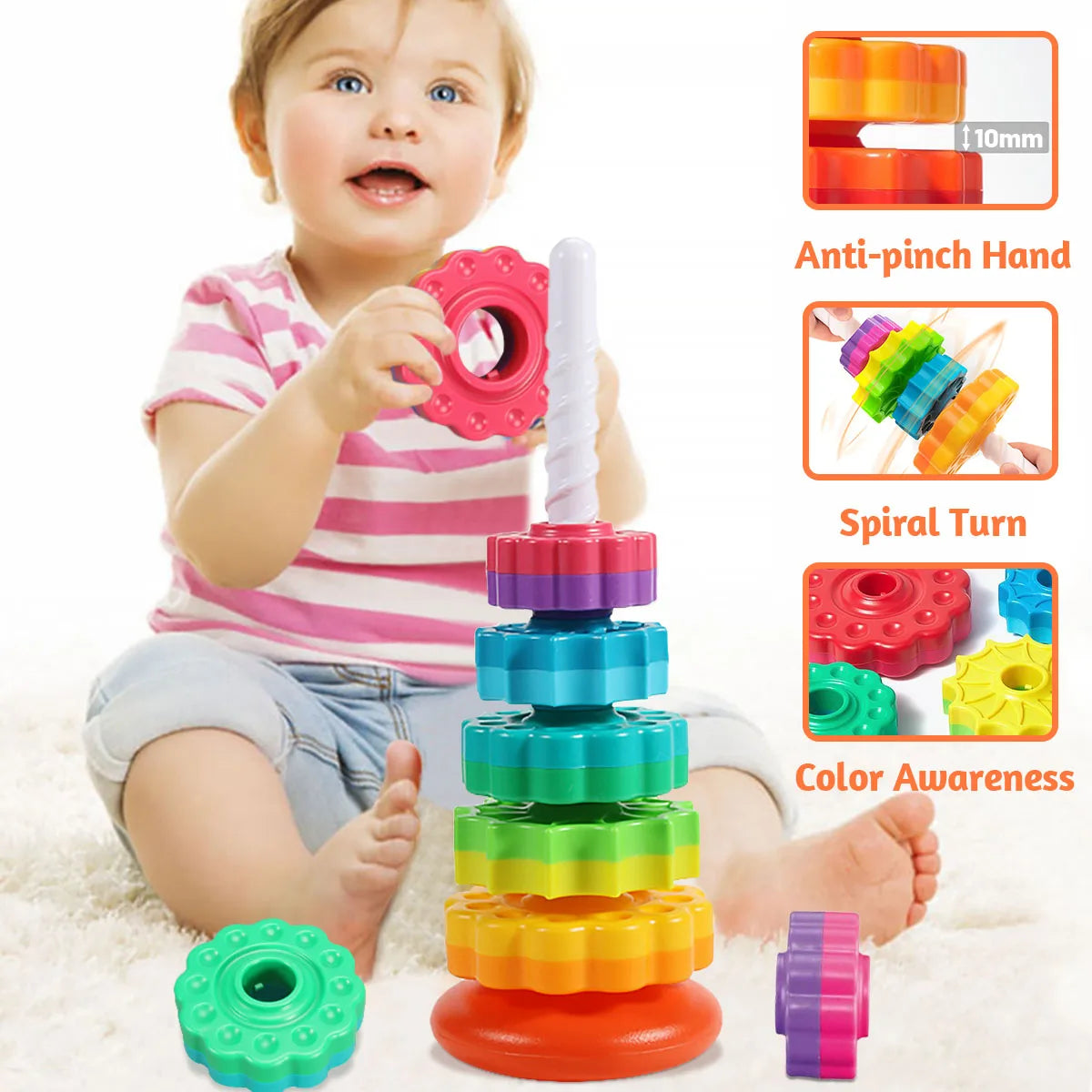 Rotating rainbow tower