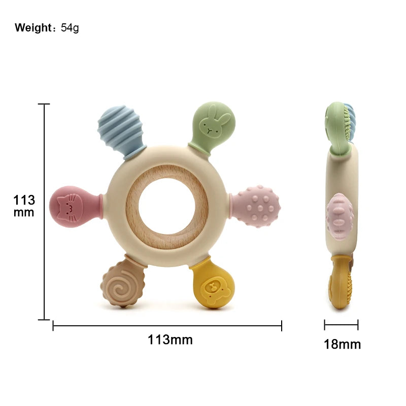 Rudder Shape Wooden Ring Teether