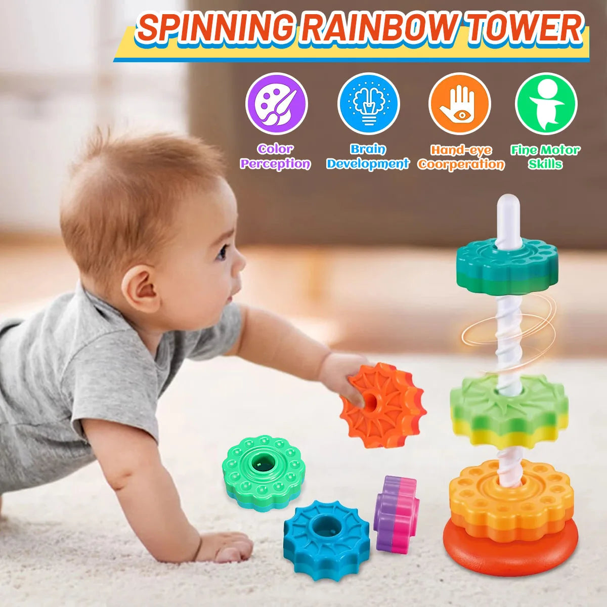 Rotating rainbow tower