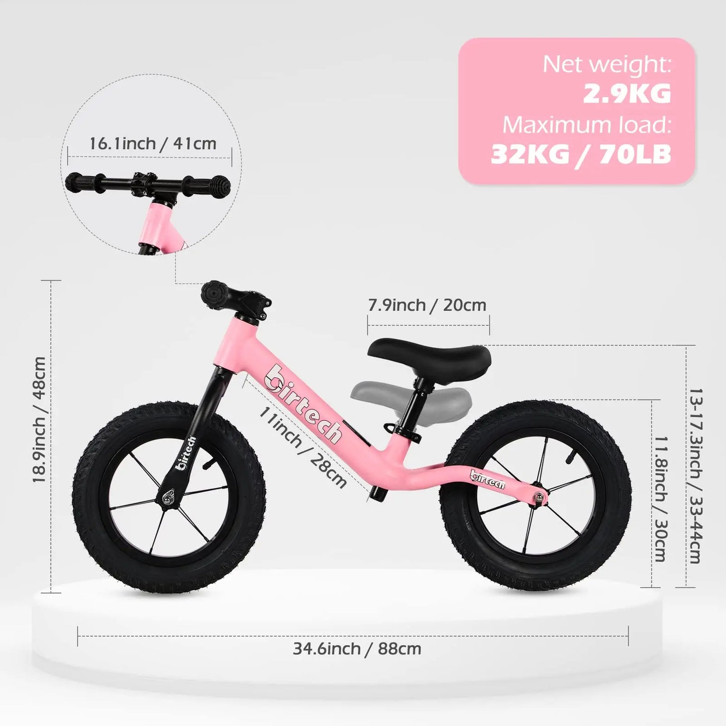 12" Balance Bike for 3-6 Year Old