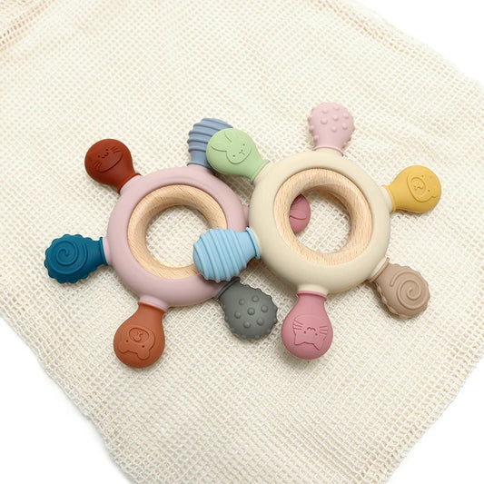 Rudder Shape Wooden Ring Teether
